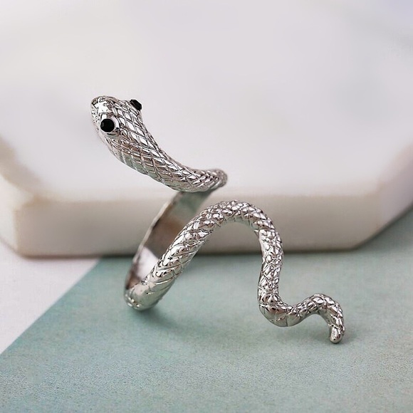 GlitzBlitz Boutique Jewelry - 2/$20!  Oxidized Silver Serpent Wrap Ring